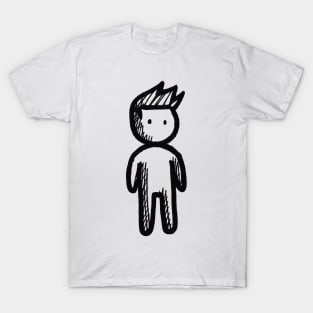 Stick figure man in black ink T-Shirt